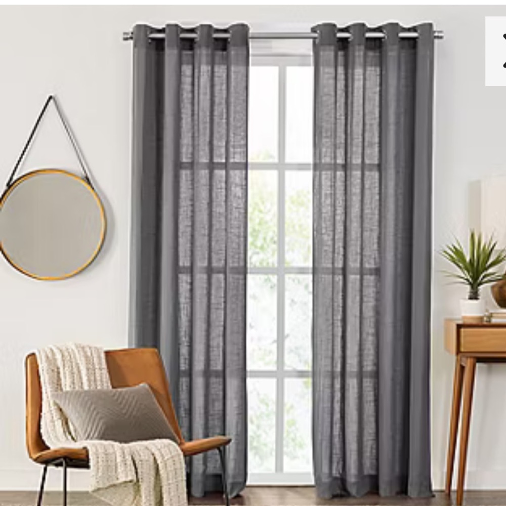 FIELDCREST Devin Solid Cotton Chambray 100% Blackout Grommet Curtain One Panel